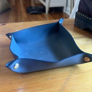 Dark Blue Grey Decorative Faux Leather Tray‎
